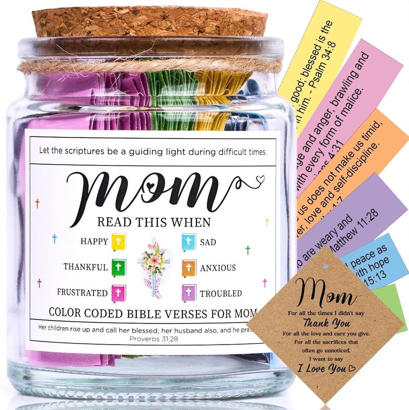 SOLMAYCO Mothers Day Gifts for Mom – Bible Verse Jar with 92 Scriptures of Faith & Encouragement | Christian Easter Gift for Mother | Spiritual Affirmation Jar | Meaningful Gift from Daughter or Son - Image 1